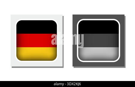 Icône de drapeau arrondi carré d'Allemagne, conception modifiable vectorielle, peut être utilisée pour la conception d'affaires ou de présentation. Illustration de Vecteur