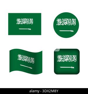 Vector Saudi Arabia National Flag Icons Set, conception modifiable vectorielle, peut être utilisé pour la conception d'affaires ou de présentation. Illustration de Vecteur