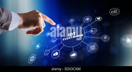 IOT Everywhere, concept d'appareils connectés à l'Internet des objets. Banque D'Images