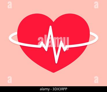 Icône ou logo du pouls et du pouls du cœur. Symbole de santé et de cardiologie, illustration vectorielle plate simple. Illustration de Vecteur