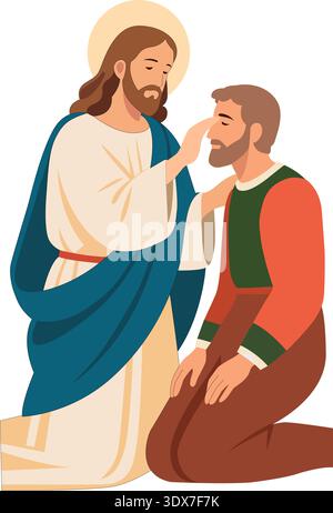 Jésus guérissant l'homme aveugle illustration vectorielle Illustration de Vecteur