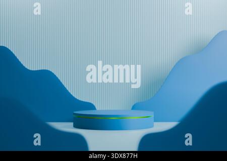 Podium 3d bleu clair avec fond bleu doux Banque D'Images