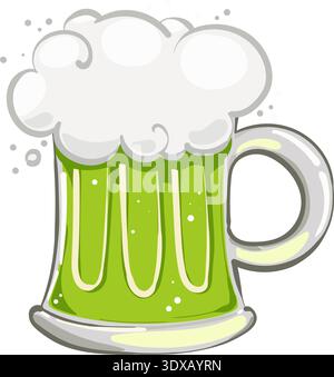 tasse de bière verte. Illustration de la Saint Patricks Day. ALE ou bière en tasse Illustration de Vecteur