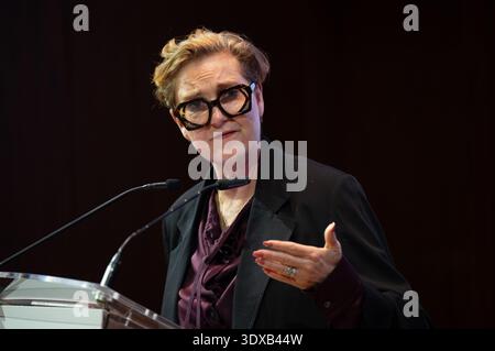 Madrid, Espagne. 02 mars 2026. Francesca Thyssen lors de la présentation de l'exposition 'pédagogies de la guerre' au Musée Thyssen, le 02 mars 2026, à Madrid, Espagne. (Photo par Oscar Gonzalez/Sipa USA) crédit : Sipa USA/Alamy Live News Banque D'Images