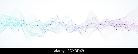 Points de connexion réseau technique abstraits. Contexte numérique et technologie Big Data. Fond bleu avec effet de lignes de plexus. Fond géométrique avec Illustration de Vecteur