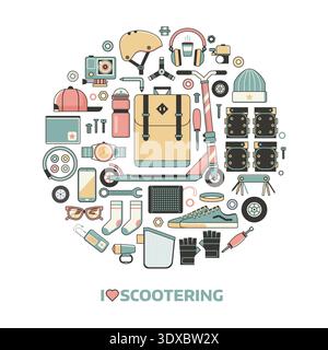 J'adore Scooter Circle Print Illustration de Vecteur