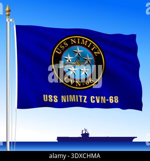 Drapeau USS Navy Nimitz avec écusson, illustration vectorielle Illustration de Vecteur