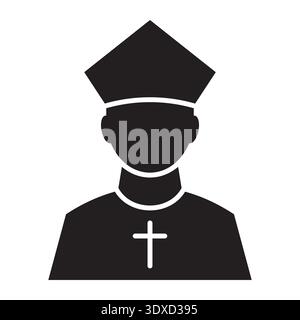 Silhouette d'icône de prêtre noir, clergé catholique, figure religieuse chrétienne - illustration vectorielle Illustration de Vecteur