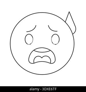 Panic and Fear expression Vector Outline avec Open Mouth for Anxiety Awareness Line Art Illustration de Vecteur