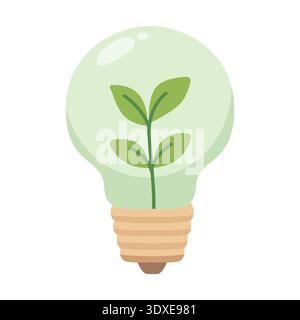 Ampoule de concept d'énergie verte avec plante à l'intérieur du vecteur Illustration de Vecteur