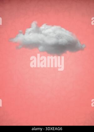 Nuage blanc sur fond rose pastel. Concept de fond d'impression d'art rose clair surréaliste abstrait. Banque D'Images