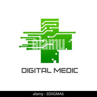 Icône de santé numérique, symbole de pharmacie ou d'hôpital Illustration de Vecteur