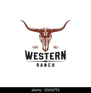 Icône occidentale, symbole vintage Wild West Ranch Illustration de Vecteur