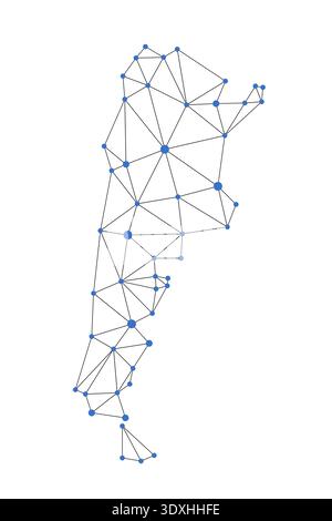 Carte Argentine. Carte géométrique abstraite - les points de connexion maillent les lignes. Illustration de Vecteur