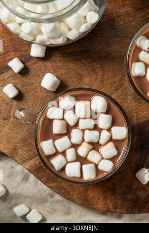 Chocolat chaud doux bio avec guimauves dans une tasse Banque D'Images