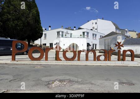 Logo Portomarin, Camino Frances, Spanish Way of James, Portomarin, Galice, Espagne Banque D'Images
