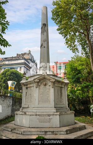 Monument du trou noir de Calcutta dans le parc de l'église St John, Kolkata, Bengale occidental, Inde Banque D'Images