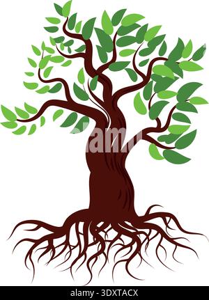 Icône de couleur d'arbre vert d'été. Plante de jardin Illustration de Vecteur