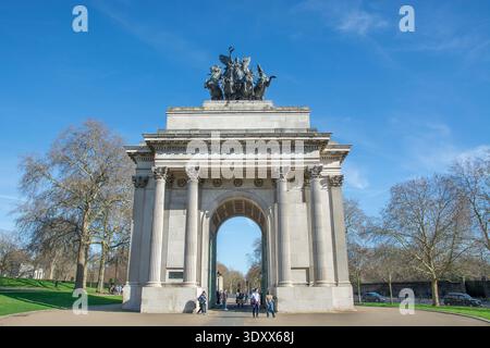 Wellington Arch, également connu sous le nom de Constitution Arch ou Green Park Arch, Hyde Park Corner, Angleterre. Banque D'Images
