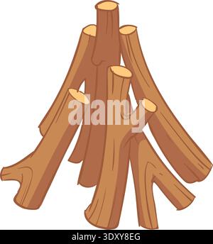 Empilage de bois de chauffage. Cheminée ou icône de pile de bois de camping Illustration de Vecteur