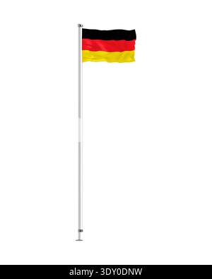 Drapeau de l'Allemagne illustration vectorielle. Agitant drapeau allemand sur poteau métallique isolé sur fond blanc Illustration de Vecteur