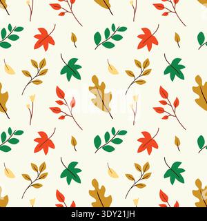 Modèle vectoriel sans couture de feuilles d'automne colorées Illustration de Vecteur