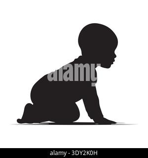Vecteur Silhouette de bébé rampant isolé sur fond blanc Illustration de Vecteur