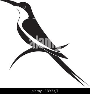 Oiseau mangeur d'abeille perché sur branche Silhouette illustration vectorielle Illustration de Vecteur