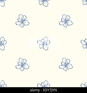 Motif floral sans couture avec des fleurs fantasques bleues Illustration de Vecteur