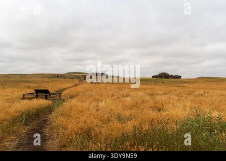 Val Marie, SK Canada - 05 août 2024 : vue panoramique du Ranch Larson dans le parc national des Prairies. Banque D'Images