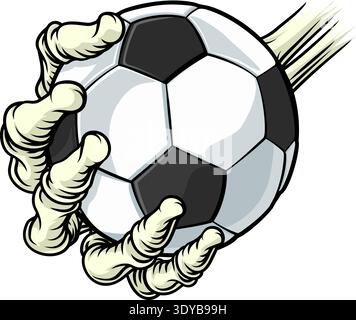 Skeleton Grim Reaper Hand Soccer Mascot de football Illustration de Vecteur