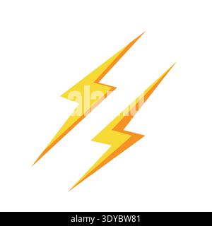 Symboles éclair en jaune et orange vif représentant la vitesse, la puissance et l'électricité illustration graphique sur un fond blanc propre pour Illustration de Vecteur