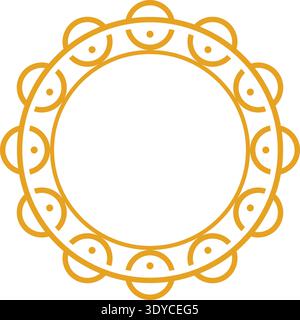 Anneau de tambourin doré avec de petits jingles autour du cercle dans un style simple Illustration de Vecteur