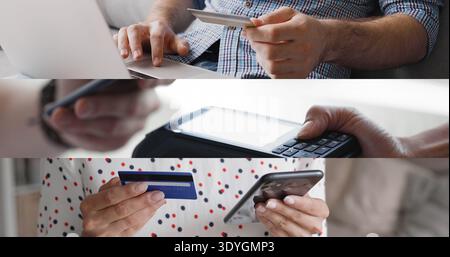 Paiement sans contact, transaction financière, collage de bannières de shopping en ligne Banque D'Images
