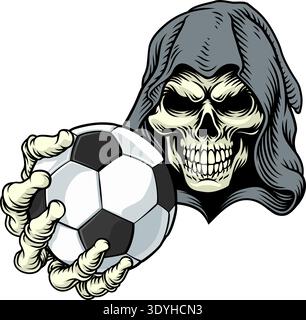 Mascotte de football Grim Reaper Death Skeleton Illustration de Vecteur