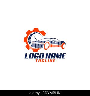 Conception de logo de service de vitesse ​​car, illustration vectorielle de symbole de magasin de réparation de voiture de sport moderne Illustration de Vecteur
