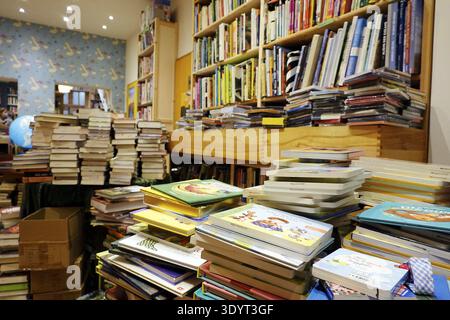 Livres neufs et d'occasion dans une librairie d'occasion, Weilerswist, Rhénanie-du-Nord-Westphalie Banque D'Images