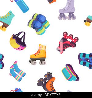 Modèle de rouleau. fond sans couture avec patins à roulettes. modèle vectoriel Illustration de Vecteur