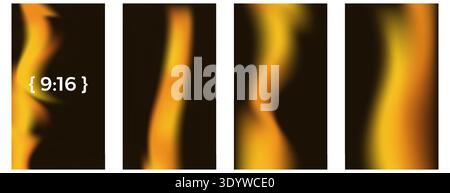 Arrière-plans de médias sociaux Gold Warm Waves. Ligne de lumière dorée sur des modèles de dégradé marron foncé ou noir. Superposition de flou bruit jaune de fuite abstrait gra Illustration de Vecteur
