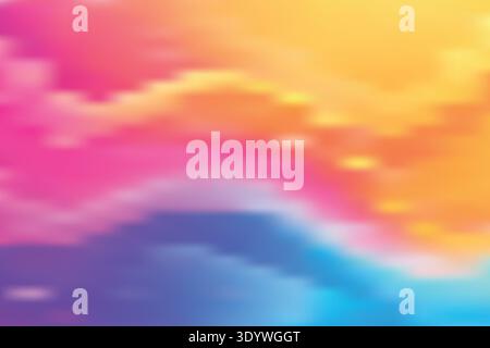 Un ciel coloré avec un effet dégradé qui passe du rose à l'orange, au jaune, au bleu et au violet, avec un effet doux, nuages flous et atmosphère rêveuse Banque D'Images