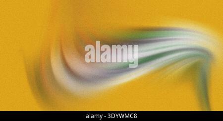 Cette image présente un fond jaune vif avec des couleurs blanches et vertes tourbillonnantes, créant une pièce abstraite dynamique et énergique avec un sens de Banque D'Images