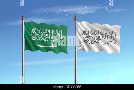 L'Arabie saoudite et l'Afghanistan signalent la relation avec le ciel backgrund Illustration de Vecteur