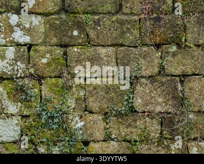 Texture murale de bloc de calcaire antique avec motif de maçonnerie en pierre naturelle Banque D'Images