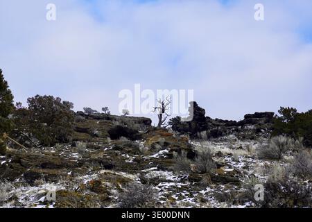 Scènes d'une randonnée jusqu'à la Menan Butte montrant le terrain en hiver Banque D'Images