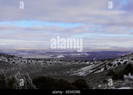 Scènes d'une randonnée jusqu'à la Menan Butte montrant le terrain en hiver Banque D'Images