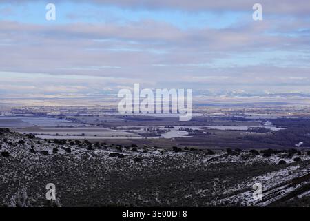 Scènes d'une randonnée jusqu'à la Menan Butte montrant le terrain en hiver Banque D'Images