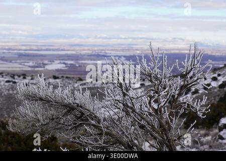 Scènes d'une randonnée jusqu'à la Menan Butte montrant le terrain en hiver Banque D'Images