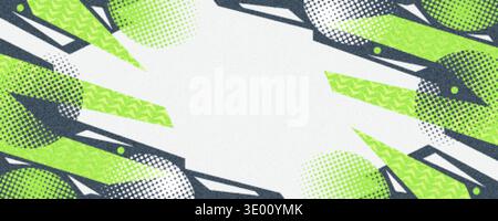 Arrière-plan abstrait dynamique avec des formes géométriques vert et gris foncé et des effets texturés. Modèle de bannière sportive ou d'affiche de fond pour la promotion Illustration de Vecteur