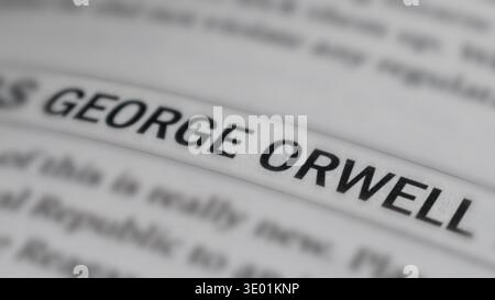 Gros plan du texte « George Orwell » imprimé sur la page, plan du haut Banque D'Images