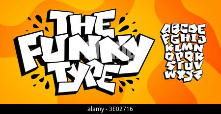 Funny Crunch font Kid logo Alphabet Cartoon Typography Childish Bold Letter Set, Creative Typographic Design for Carnival Music Fest Poster Headline Illustration de Vecteur